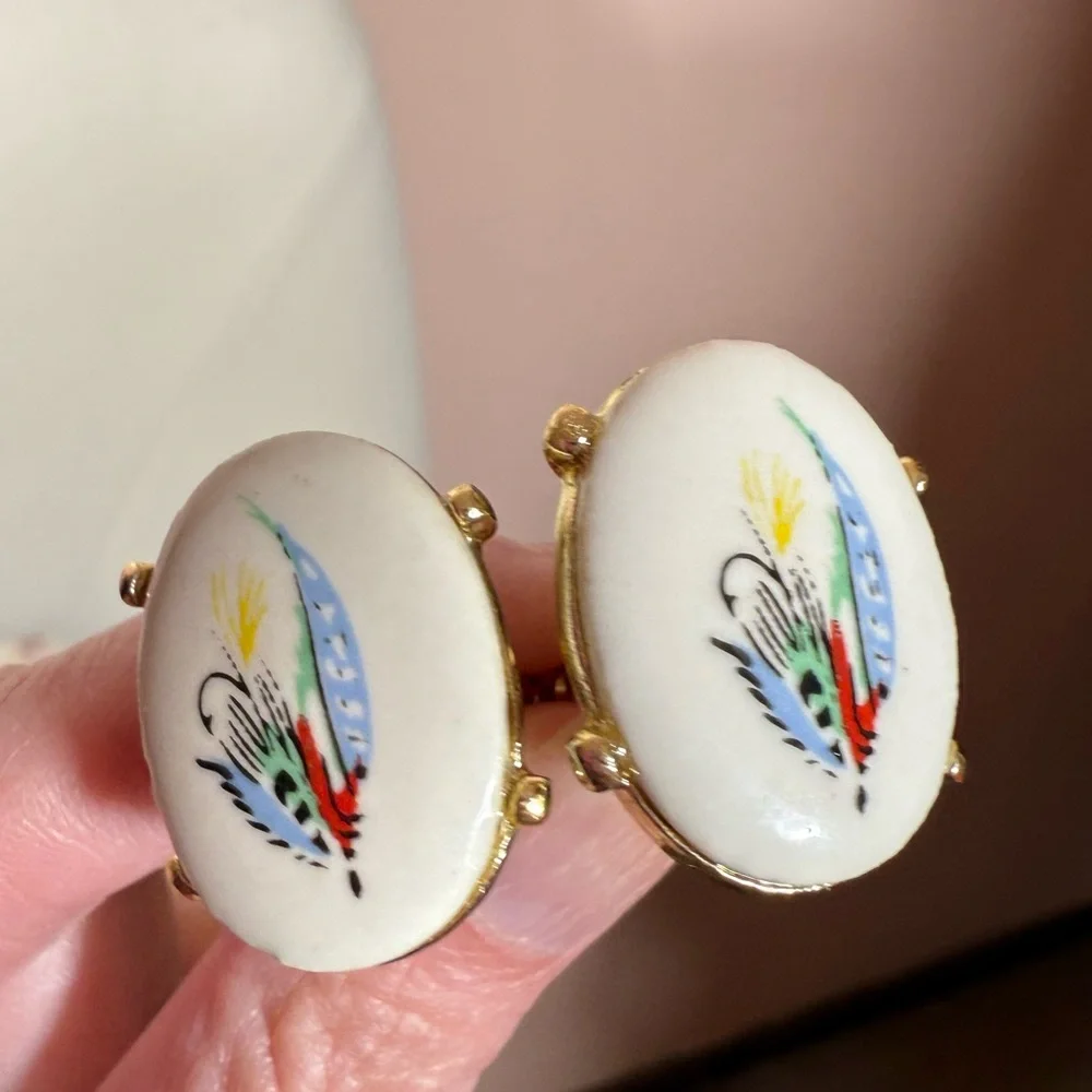 Vintage 1960 70’s MCM Eclectic Grandpa Oversized Fishing Cufflinks